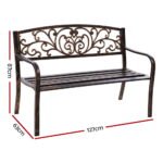 Gardeon Outdoor Garden Bench Seat Steel Outdoor Furniture 3 Seater Park Bronze - Image 2