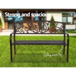 Gardeon Outdoor Garden Bench Seat Steel Outdoor Furniture 3 Seater Park Bronze - Image 4