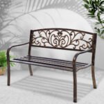 Gardeon Outdoor Garden Bench Seat Steel Outdoor Furniture 3 Seater Park Bronze - Image 7