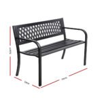Gardeon Outdoor Garden Bench Seat Steel Outdoor Furniture 2 Seater Park Black - Image 2