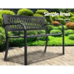 Gardeon Outdoor Garden Bench Seat Steel Outdoor Furniture 2 Seater Park Black - Image 4