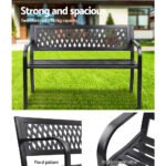 Gardeon Outdoor Garden Bench Seat Steel Outdoor Furniture 2 Seater Park Black - Image 5