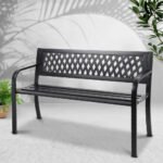 Gardeon Outdoor Garden Bench Seat Steel Outdoor Furniture 2 Seater Park Black - Image 7