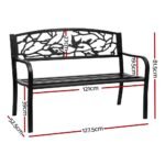 Gardeon Outdoor Bench Seat Garden Steel Outdoor Furniture 3 Seater Park Black - Image 2
