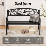 Gardeon Outdoor Bench Seat Garden Steel Outdoor Furniture 3 Seater Park Black - Image 4