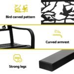 Gardeon Outdoor Bench Seat Garden Steel Outdoor Furniture 3 Seater Park Black - Image 5