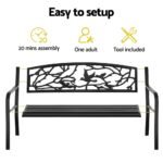 Gardeon Outdoor Bench Seat Garden Steel Outdoor Furniture 3 Seater Park Black - Image 6
