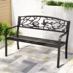 Gardeon Outdoor Bench Seat Garden Steel Outdoor Furniture 3 Seater Park Black - Image 7