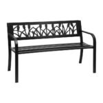 Gardeon Outdoor Garden Bench Seat Outdoor Furniture Steel 2 Seater Park Black - Image 3