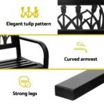 Gardeon Outdoor Garden Bench Seat Outdoor Furniture Steel 2 Seater Park Black - Image 5