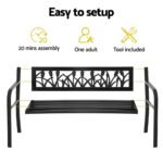 Gardeon Outdoor Garden Bench Seat Outdoor Furniture Steel 2 Seater Park Black - Image 6