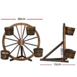 Gardeon Garden Decor Plant Stand Outdoor Ornament Wooden Wagon Wheel 80cm - Image 2