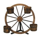Gardeon Garden Decor Plant Stand Outdoor Ornament Wooden Wagon Wheel 80cm - Image 3