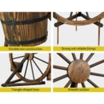 Gardeon Garden Decor Plant Stand Outdoor Ornament Wooden Wagon Wheel 80cm - Image 6