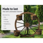 Gardeon Garden Decor Plant Stand Outdoor Ornament Wooden Wagon Wheel 80cm - Image 7