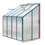 Green Fingers Greenhouse 2.52x1.27x2.13M Lean-to Aluminium Polycarbonate Green House Garden Shed - Image 2