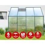 Green Fingers Greenhouse 2.52x1.27x2.13M Lean-to Aluminium Polycarbonate Green House Garden Shed - Image 4