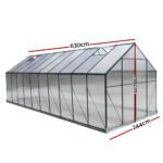 Green Fingers Greenhouse 6.3x2.44x2.1M Aluminium Polycarbonate Green House Garden Shed - Image 2