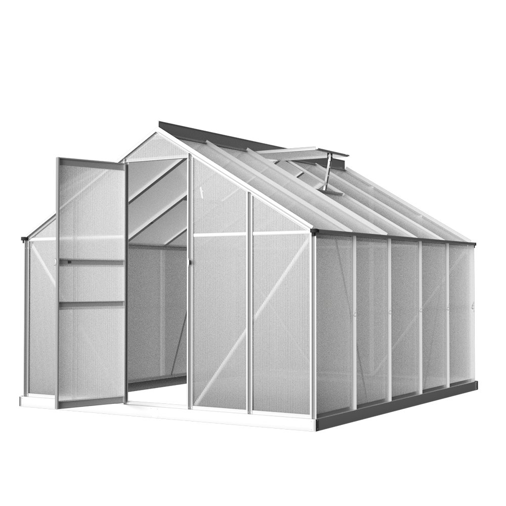 GH-ALU-C-302X250-AB-49363-00.jpg Green Fingers Greenhouse 3x2.5x1.95M Aluminium Polycarbonate Green House Garden Shed - Image 1