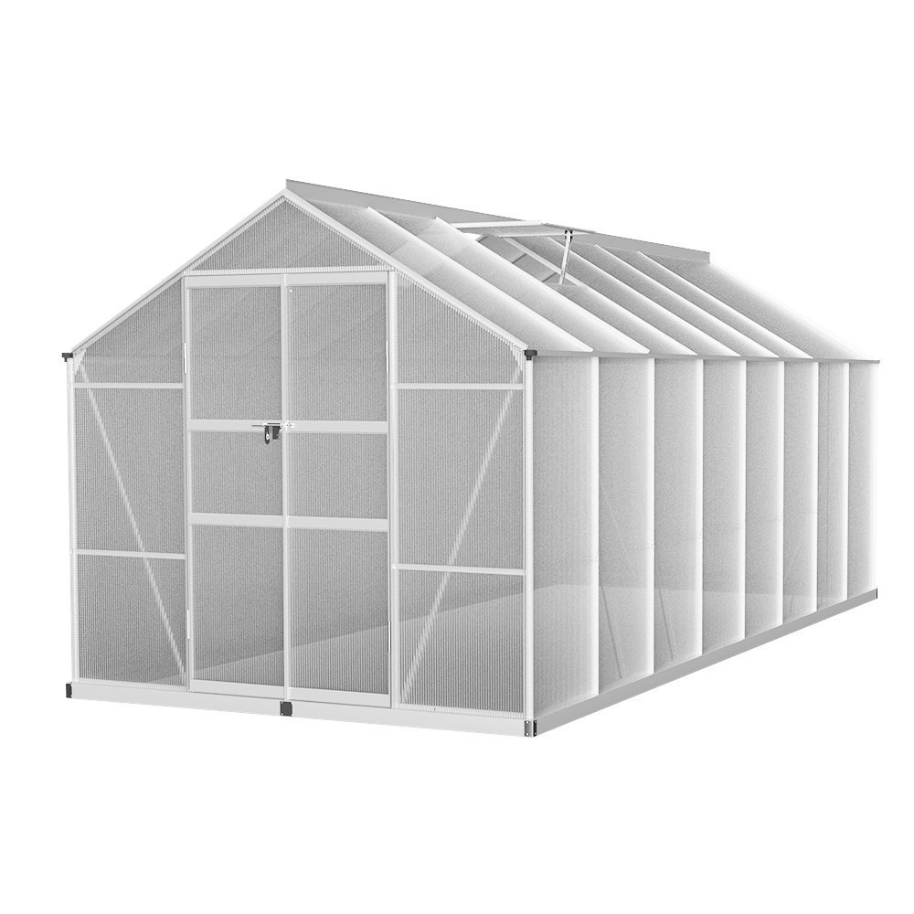GH-ALU-C-470X250-DOU-AB-49357-00.jpg Green Fingers Greenhouse 4.7x2.5x2.26M Double Doors Aluminium Green House Garden Shed - Image 1