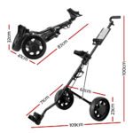 Everfit Golf Buggy Quick Folding Trolley Golf Cart Trolley 2 Wheels Cup Holder - Image 2