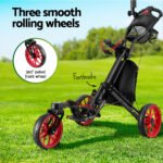 Everfit Golf Buggy Foldable Trolley Golf Cart Swivel Wheel Umbrella Bottle Stand - Image 5