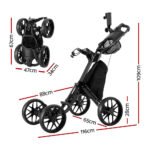 Everfit Golf Buggy Foldable Trolley Golf Cart Wheels Umbrella Bottle Holder - Image 2