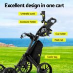 Everfit Golf Buggy Foldable Trolley Golf Cart Wheels Umbrella Bottle Holder - Image 4