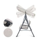 Gardeon Outdoor Swing Chair Garden Chair Bench Furniture Canopy 3 Seater Beige - Image 3