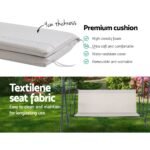 Gardeon Outdoor Swing Chair Garden Chair Bench Furniture Canopy 3 Seater Beige - Image 5
