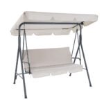 Gardeon Outdoor Swing Chair Garden Chair Bench Furniture Canopy 3 Seater Beige - Image 8