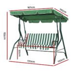 Gardeon Outdoor Swing Chair Garden Bench Furniture Canopy 3 Seater White Green - Image 2