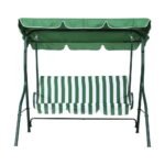 Gardeon Outdoor Swing Chair Garden Bench Furniture Canopy 3 Seater White Green - Image 3