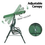 Gardeon Outdoor Swing Chair Garden Bench Furniture Canopy 3 Seater White Green - Image 5