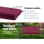 Gardeon Outdoor Swing Chair Garden Bench Furniture Canopy 3 Seater Wine Red - Image 5
