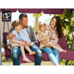 Gardeon Outdoor Swing Chair Garden Bench Furniture Canopy 3 Seater Wine Red - Image 7