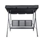 Gardeon Outdoor Swing Chair Garden Bench Furniture Canopy 3 Seater Mesh Black - Image 3