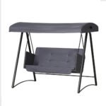 Gardeon Outdoor Swing Chair Garden Bench Furniture Canopy 3 Seater Rattan Grey - Image 7