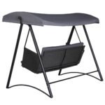 Gardeon Outdoor Swing Chair Garden Bench Furniture Canopy 3 Seater Rattan Grey - Image 3