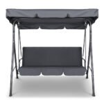 Gardeon Outdoor Swing Chair Garden Chair Bench Furniture Canopy 3 Seater Grey - Image 3