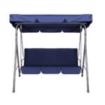 Gardeon Outdoor Swing Chair Garden Bench Furniture Canopy 3 Seater Navy - Image 3