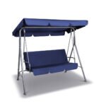 Gardeon Outdoor Swing Chair Garden Bench Furniture Canopy 3 Seater Navy - Image 7