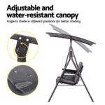 Gardeon Outdoor Swing Chair Garden Chair Canopy Cup Holder 2 Seater Grey - Image 4
