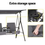 Gardeon Outdoor Swing Chair Garden Chair Canopy Cup Holder 2 Seater Grey - Image 6