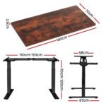 Artiss Standing Desk Motorised Dual Motor Rustic Brwon 140CM - Image 2