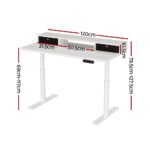 Artiss Electric Standing Desk with Storage Rack Shelf Drawers White 120CM - Image 2