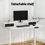 Artiss Electric Standing Desk with Storage Rack Shelf Drawers White 120CM - Image 5