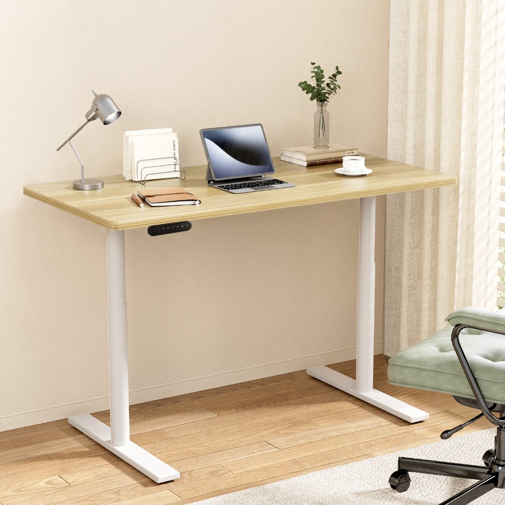 HASD-B-M10-WHDF-NTDB-120-202502281050-00.jpg Artiss Standing Desk Motorised Electric Dual Motor 120CM White Oak - Image 1