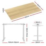 Artiss Standing Desk Motorised Electric Dual Motor 120CM White Oak - Image 2