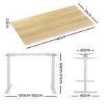 Artiss Standing Desk Motorised Electric Dual Motor 140CM White Oak - Image 2